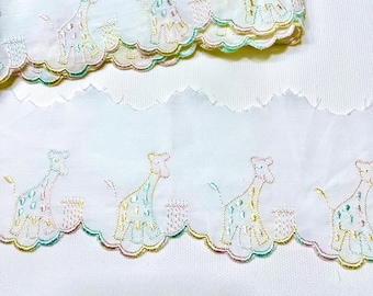 3 yds Giraffe Embroidery Edging Multicolored Giraffe design Austria
