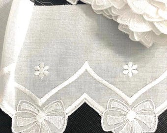 3 yds French Bow Embroidery White Embroidery Edging Batiste Embroidery 4.5”