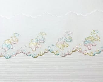 3 yds Elephant Batiste Embroidery multicolor