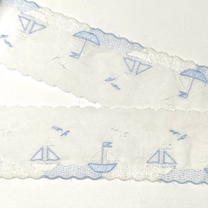 3 yds Sail Boat Batiste Embroidery Austria