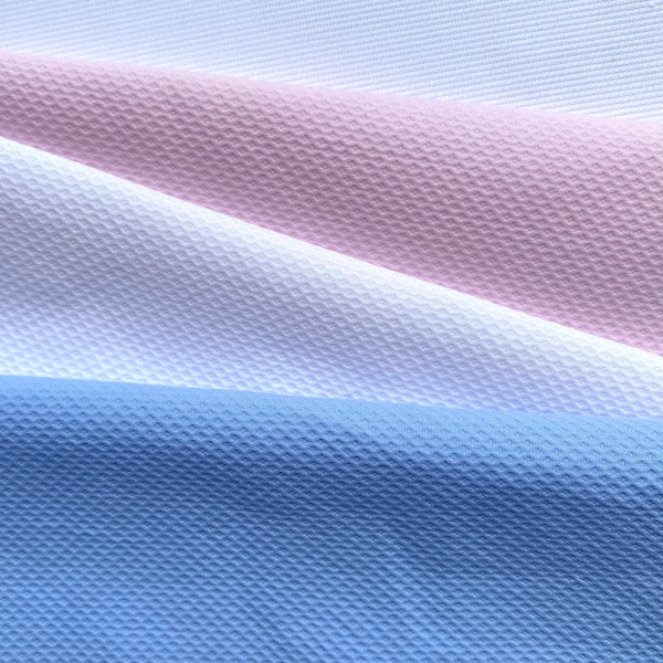 100% Pima Cotton Pique in blue, pink and white 60”