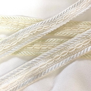 5 yds white or ivory jacquard ribbon vintage Italian jacquard ribbon 3/8”