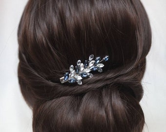 Bridal Hair Clip Navy Blue Head Piece Rhinestone Hair Piece Etsy