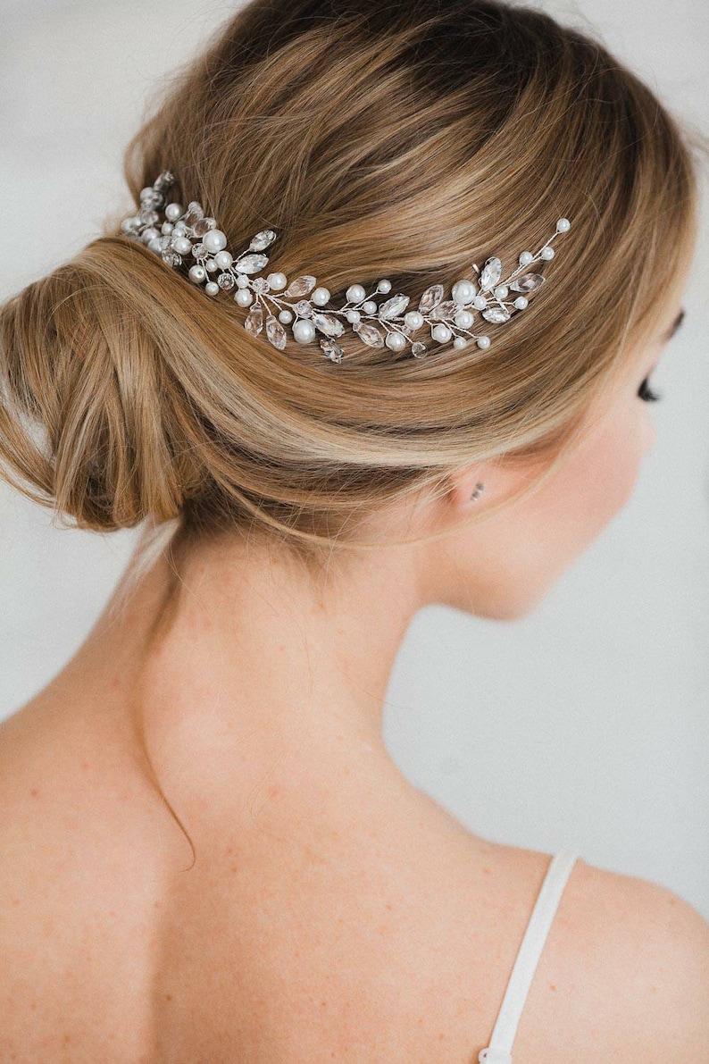 Pearl hair vine Crystal vine Bridal hair vine Crystal Etsy