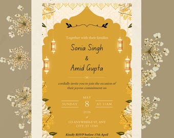 Elegant Wedding Invitation | Printable Wedding Invite Template, Modern Calligraphy, Editable PDF Instant Download