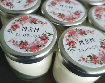 Scented Soy Wax Candle Lid Labels: Wedding Favors, Party Stickers (37mm)