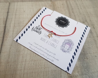 Wish Star Bracelet – Silver Bead, Adjustable Cord