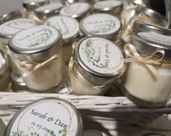 Personalized Wedding Favor Stickers: 51mm Candle Lid Labels