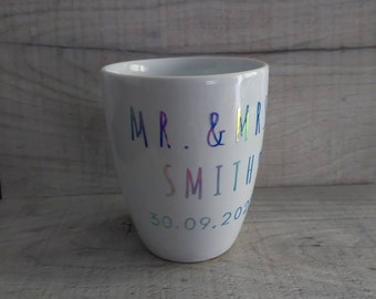 Personalized Couples Mug, Handmade Wedding Gift