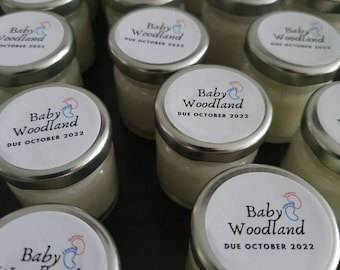 Baby Shower Candle Lid Stickers: Personalized Mini Candle Labels