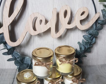Scented Soy Candle Sample Set: Mini Vegan Favors, Rustic Wedding