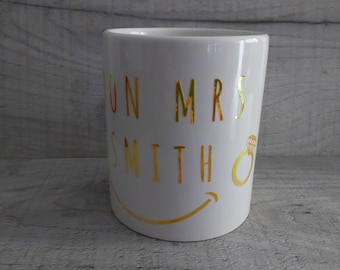 Soon Mr & Mrs Mug, Personalised Wedding Gift, Couples Coffee Mug