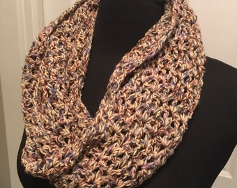 Infinity Scarf. Light Cotton Blend Textured Scarf with Fall Neutral tones. Perfect for Fall. Free shipping
