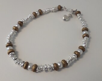 JC handmade bracelet sterling silver bronze by Eyvia / bracelet silver 925 '/..bronze and pearls FW/ bracelet en argent 925 bronze et perles