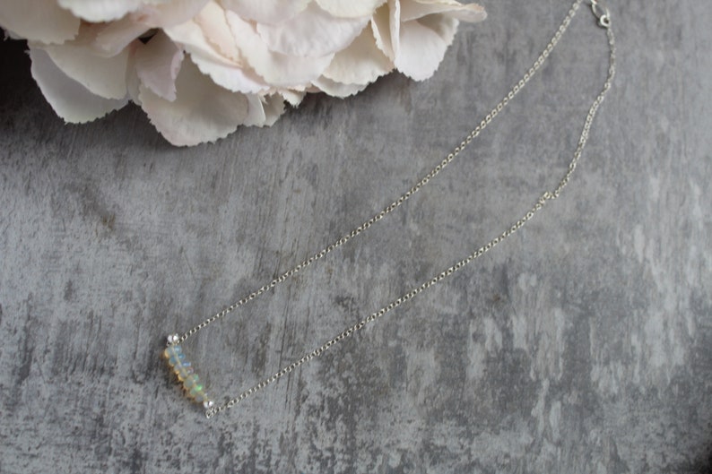 opal and sterling silver adjustable birthstone necklace