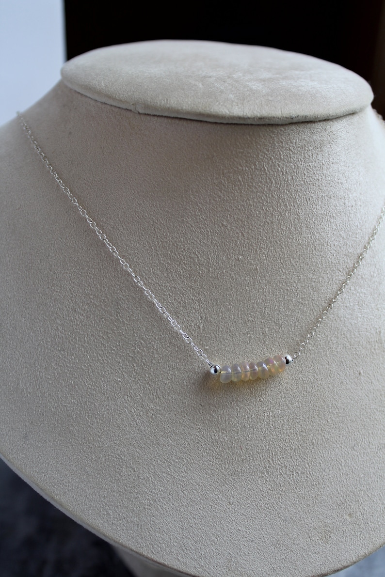 opal and sterling silver adjustable birthstone necklace