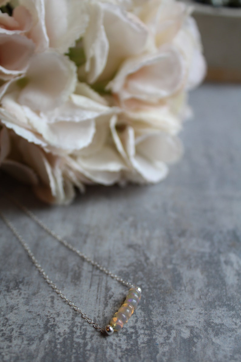 opal and sterling silver adjustable birthstone necklace