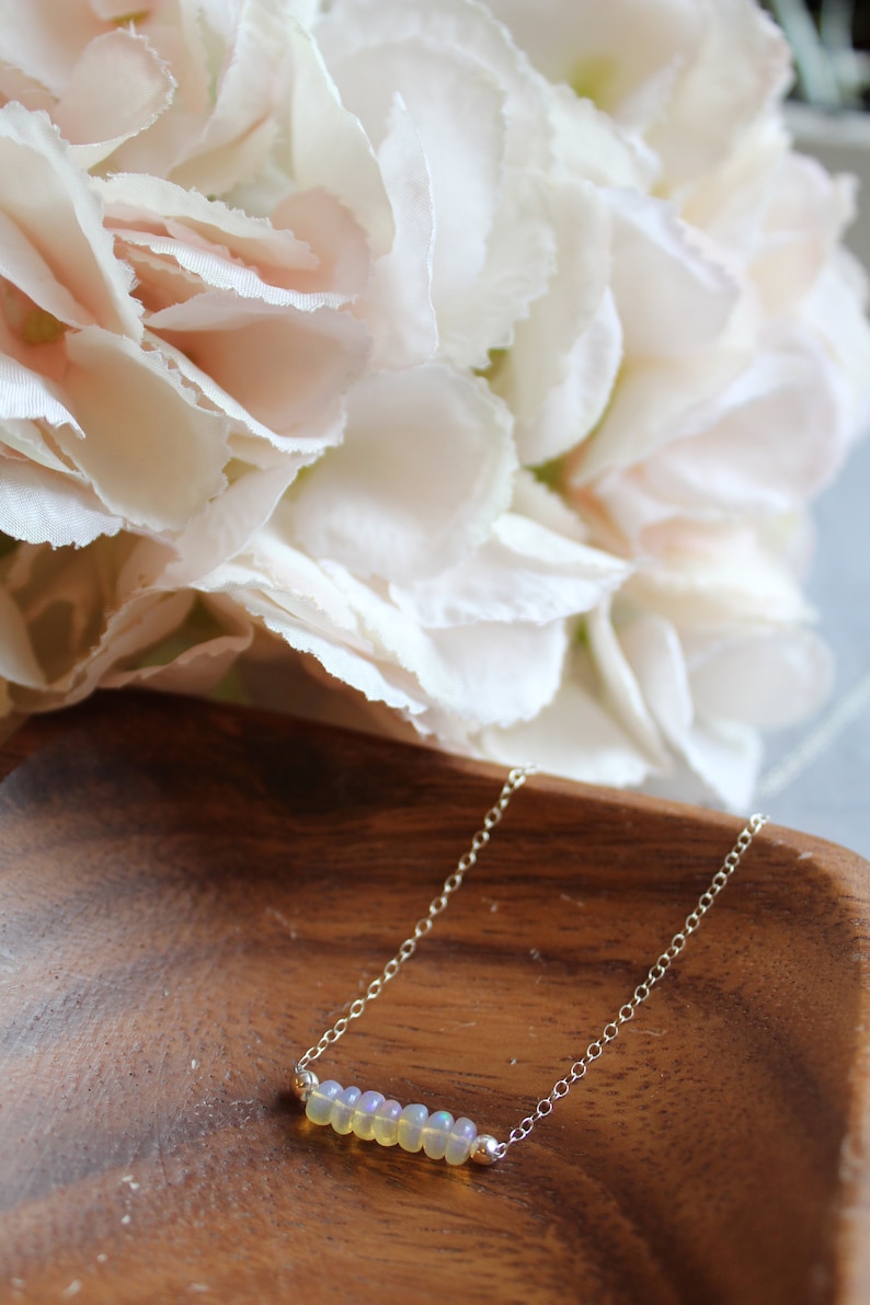 opal and sterling silver adjustable birthstone necklace
