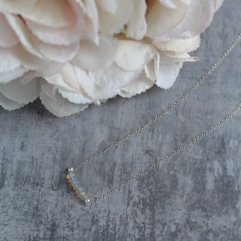 opal and sterling silver adjustable birthstone necklace