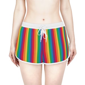 Rainbow Pride Shorts - LGBTQ+ Women's Lounge Shorts, Colorful Festival & Workout Shorts