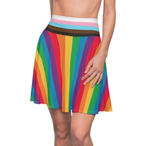 Rainbow Pride Skater Skirt - LGBTQ+ Gay Pride Flag Outfit, Small to Plus Size