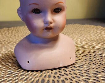 Vintage Bisque Porcelain "darling" Baby Doll Head Bust for Doll Making