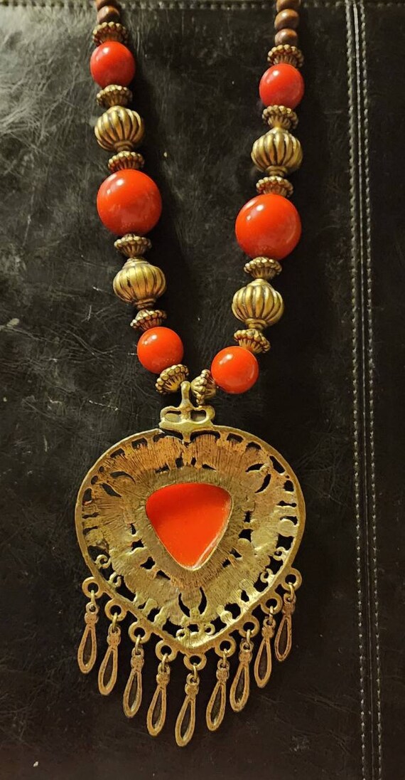 Red and Goldtone Pendant - image 4