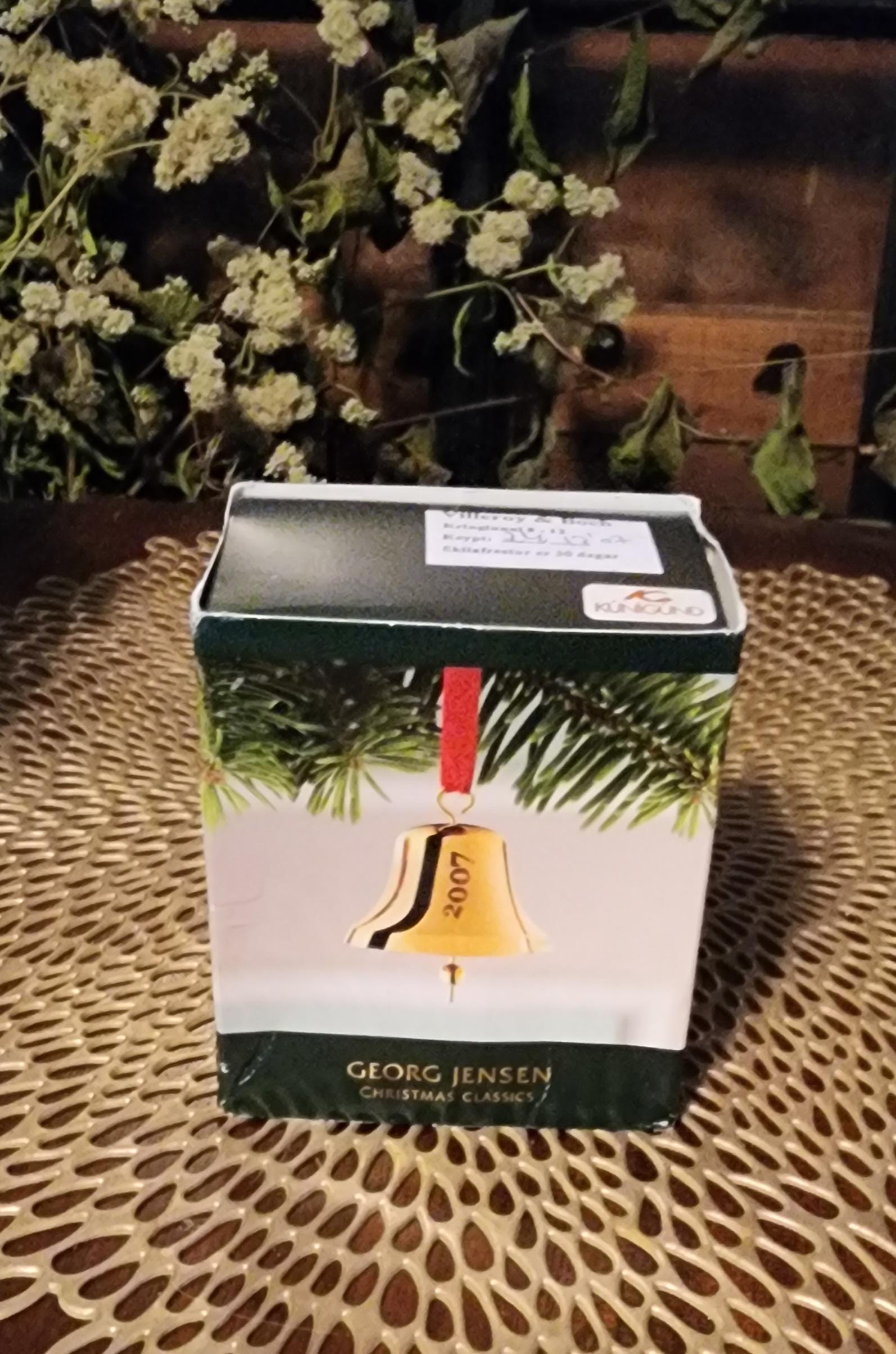 Georg Jensen 2007 Gold Christmas Bell Ornament With Original Box