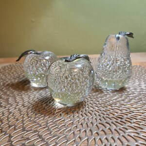 Controlled Bubble Fruit Clear Glass Apple Pear Peach Vintage