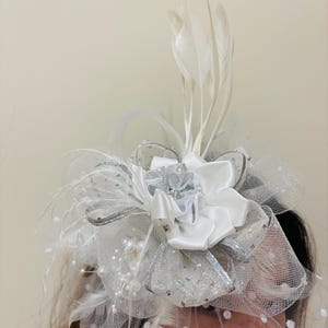 White and Silver Party Hat | Tea Party Hat | Derby Hat  | Wedding Hat | Kentucky Derby Hat | Handmade