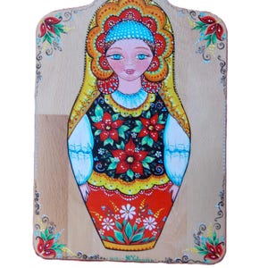 Matryoshka hand painted wall decor Russian doll Hand painted kitchen board,Nesting doll, decorative board, chopping board
