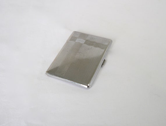 Silver metal cigarette case, Slimline vintage cig… - image 4