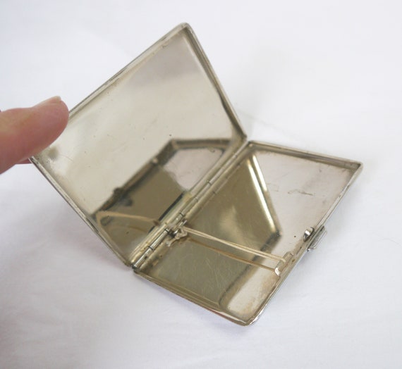 Silver metal cigarette case, Slimline vintage cig… - image 8