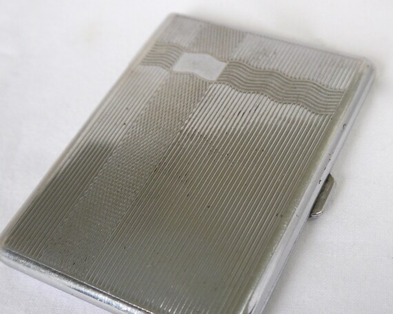 Silver metal cigarette case, Slimline vintage cig… - image 6
