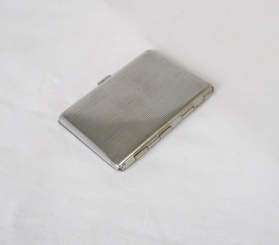 Silver metal cigarette case, Slimline vintage cig… - image 2