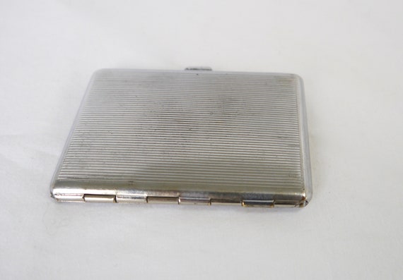 Silver metal cigarette case, Slimline vintage cig… - image 3