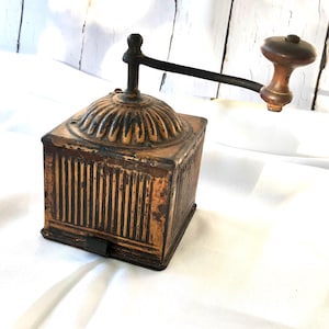 Vintage Coffee grinder, French metal grinder, coffee bean grinder,
