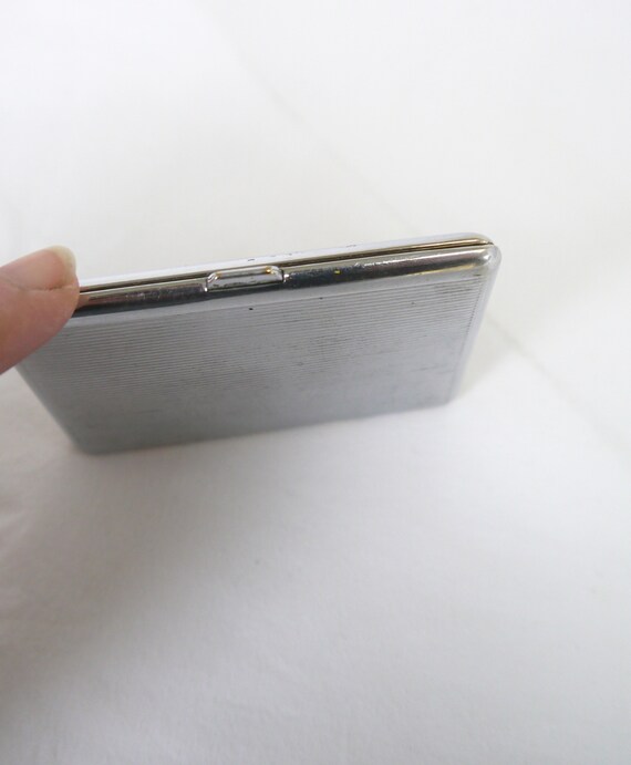 Silver metal cigarette case, Slimline vintage cig… - image 5