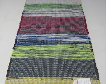 Rainbow Swirl Striped Rug,  24"W x 52"L, Sewn Border, (STUNNING)(P10)
