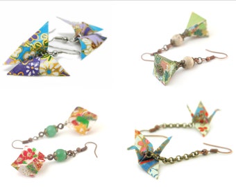 Paquete de 10 Orihana: Pendientes de origami artesanales - Elegancia tradicional japonesa y estilo moderno