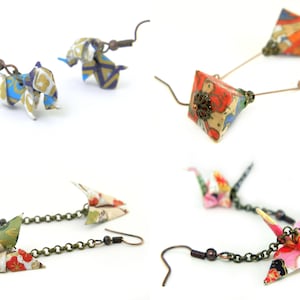 Orihana 20-Pack: boucles d'oreilles en origami fabriquées à la main Élégance japonaise traditionnelle et style moderne image 1