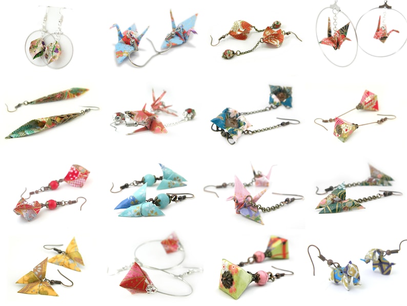 Paquete de 5 Orihana: Pendientes de origami artesanales Elegancia tradicional japonesa y estilo moderno imagen 7
