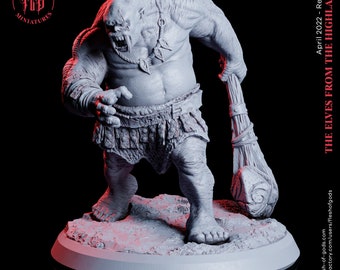 The Elves From The Highlands - Monster - Mountain Ogre - Flesh of Gods Miniatures - D&D, RPG, Printed DLP, Roleplaying Figures
