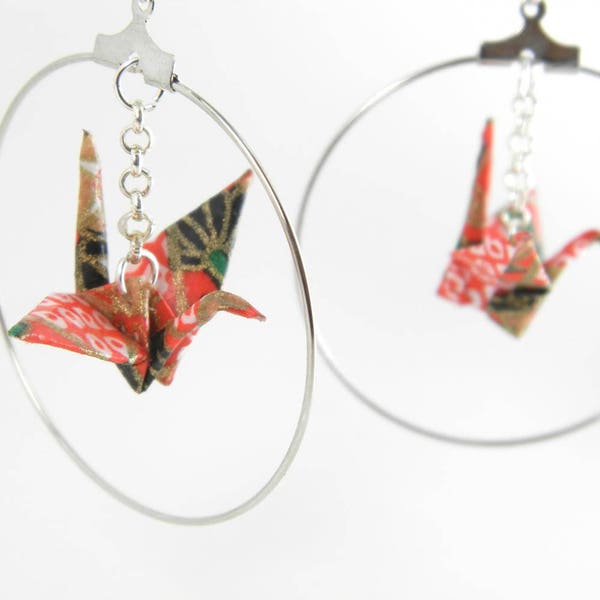 Origami earring Tsuru