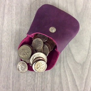 Monedero morado, monedero pequeño de cuero, monedero pequeño, monedero pequeño, monedero, monedero, cuero genuino, monedero de cuero, morado