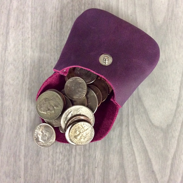 Purple coinpurse,small leather coin purse,tiny coin purse, small coin purse, coin pouch, money purse,genuine leather,leather coin bag,purple