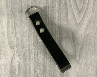 leather belt key chain, 5", belt, latigo leather keychain, Latigo black belt key holder, leather keyfob, leather key Lanyard, keychain