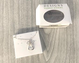 guardian angel necklace, Designs Fashion Jewelry, vintage angel necklace, angel, angel pendant, Angel pendant with box, religious necklace