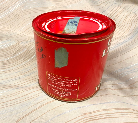 Union Leader Smoking Tobacco Tin, Empty Union Leader Tobacco Tin