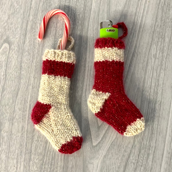 Mini Christmas socks, knit Christmas socks, tiny holiday socks, tiny Christmas socks,hand knit Christmas socks,stocking stuffers,teeny socks